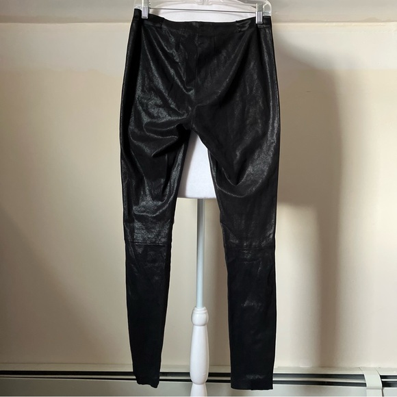 Alice + Olivia x Scoop Faux Leather Metallic Shimmer Black Leggings size 6 - Picture 6 of 11